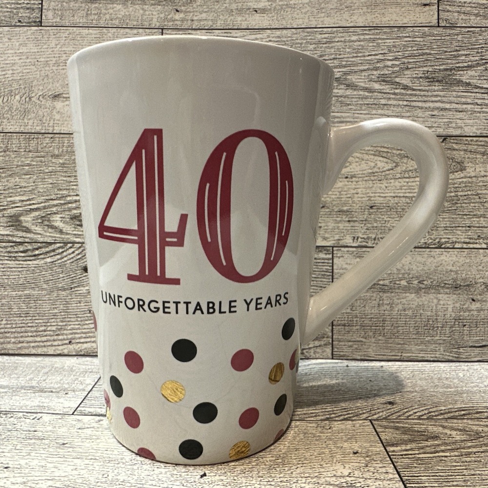 HALLMARK Coffee Mug 40 Unforgettable Years‎ Polka Dot 5x3.5" Ceramic